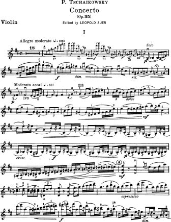 Violin score of Tchaikovsky's Violin Concerto