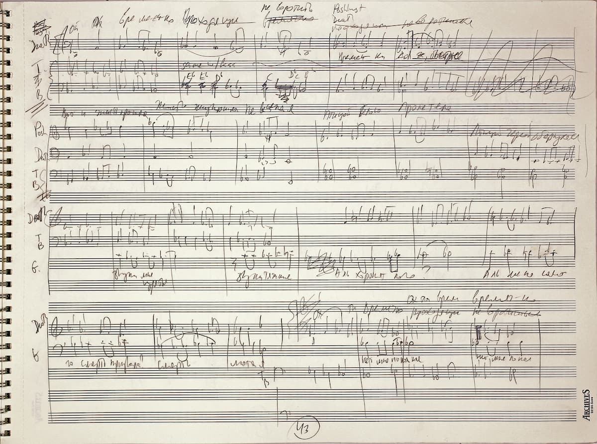 Lera Auerbach's autograph score of "Gogol"