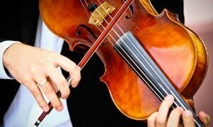 A musician plays a viola. Researchers found that breakthrough moments often happened when players were humming to themselves, not when playing their instrument. Photograph: Alexandru Nika / Alamy/Alamy