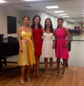 Maria, Lucia and Angella Ahn with the beautiful anchor woman, Kathy Park Kennedy center