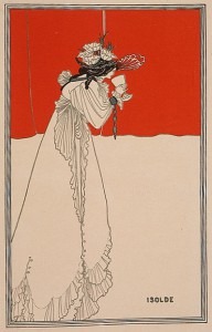 Isolde by Aubrey Beardsley, 1895 illustration for The Studio magazine of Isolde drinking the love potion