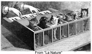 Illustration of a cat-organ, from La Nature (1883). Credit: Messy Beast.