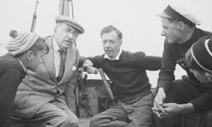 Britten at sea with the fishermen.