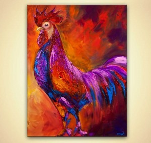 16-06-modern-rooster-painting-textured-palette-knife
