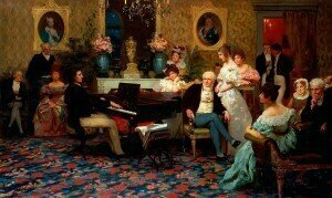 Chopin Playing the Piano in Prince Radziwill's SalonCredit: Wikipedia