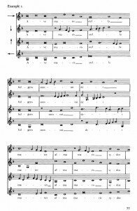 Westgeest’s score for Ave Maris Stella, from Hans Westgeest: Ghiselin Danckerts’ “Ave Maris Stella”: The Riddle Canon Solved, Tijdschrift van de Koninklijke Vereniging voor Nederlandse Muziekgeschiedenis 36 (1986), pp. 66-79.
