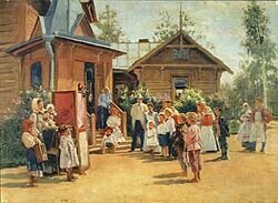 Petrushka performance in a Russian village, 1908