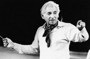 Leonard Bernstein during a rehearsal in 1977 for a concert with the Israel Philharmonic Orchestra at West Berlin’s Philharmonic Hall. (Galliner/AP)