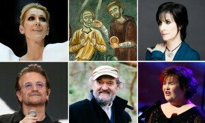 In the moment: clockwise from top left, Celine Dion, 11th-century monks, Enya, Susan Boyle, Arvo Pärt and U2 Composite: Getty Images/PA