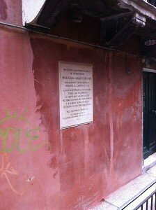 Plaque to Mozart on the Case Ceseletti in Venice 