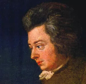 Detail of a portrait of Mozart by his brother-in-law Joseph Lange. (Photo: Wikimedia Commons)