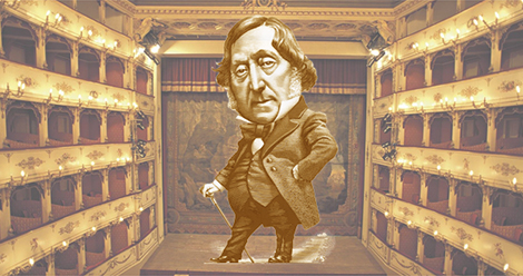 Gioachino Rossini inside an opera theatre