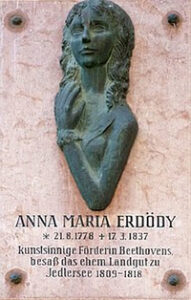 A plaque affixed to the wall of a house in Jedlesee, Vienna, commemorating the residence there of Anna Maria Erdödy, Beethoven's patroness and friend