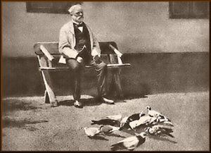 Antonín Dvořák feeding his pigeons