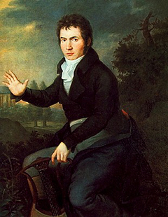 Portrait of Beethoven in 1804, towards the beginning of his middle period. 