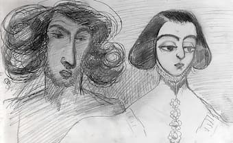 Alfred de Musset's self portrait with George Sand