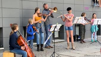 Musicians performing on street in Germany