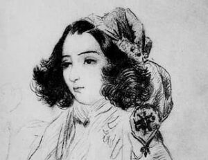 Drawing of George Sand by Alfred De Musset, 1833