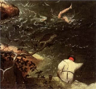 Detail from Landscape with the Fall of Icarus by Pieter Bruegel, inspiration for La Chute d’Icare
