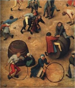 Pieter Bruegel, Children’s Games (detail of hoop-rolling)