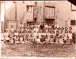 Fou Ts’ong (front left) with his classmates and teachers at Shanghai National Training School of Music, 1945