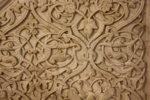 Arabesque carving from the Umayyad Mosque, Damascus, ca. 715 AD.