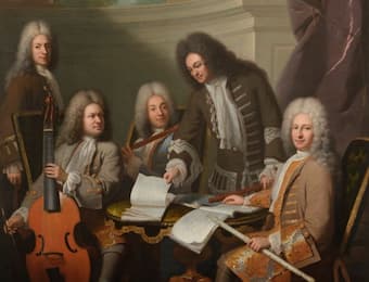 Painting by André​ Bouys depicting composers working on a composition for Baroque flute together