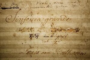 Beethoven's Eroica Symphony title page, the dedication to Napoleon is scratched out