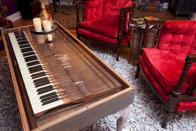 Glass covered Piano Key coffee table