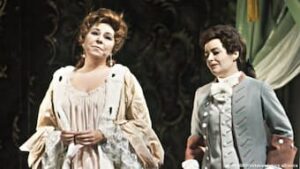 In 'Rosenkavalier' at the Vienna State Opera, alongside Gwyneth Jones (r), in 1968