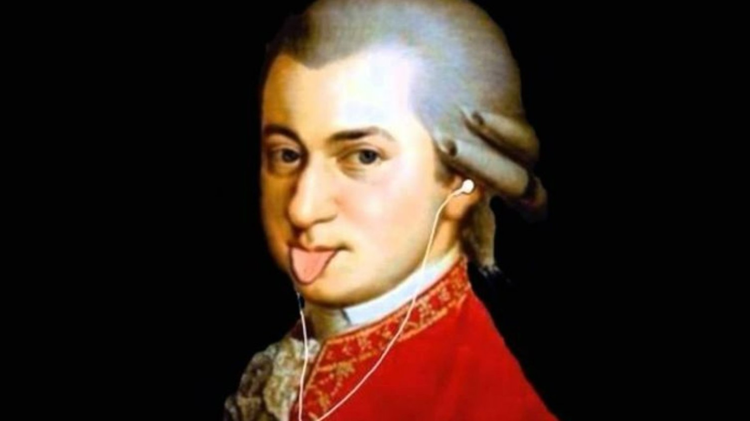 Redesigned image of Mozart with his tongue out