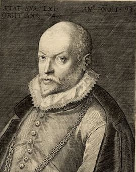 Our composer shown in 1594, as a death memorial