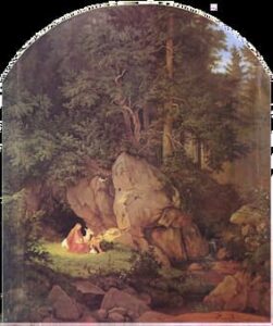 Genoveva in the Forest Seclusion 1841 by Adrian Ludwig Richter