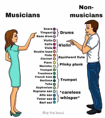 How do musicians and non musicians recognize instruments