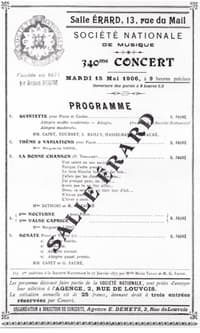 Faure premiere programme Société Nationale de Musique