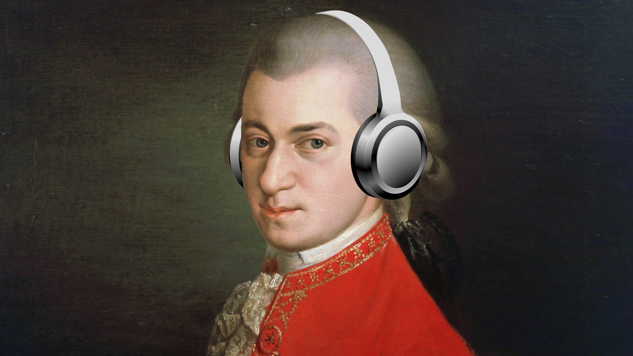 Mozart with earphones