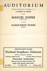 Concert programme of Marcel Dupré with his daughter Marguerite