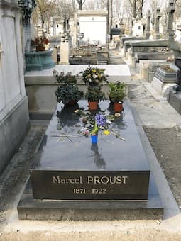 The tomb of Marcel Proust at Père Lachaise Cemetery, Paris, France 