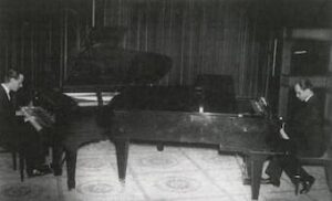 Piano duo: Roman Maciejewski (on the right) and Kazimierz Kranc during the performance of the Concerto for Two Pianos. Paris, March 25, 1936.