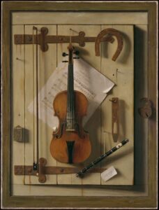 Harnett: Still Life–Violin and Music, 1888 (Metropolitan Museum of Art)