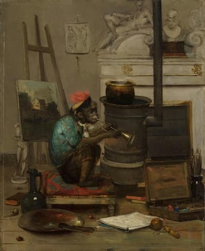Antoine Vollon: Monkey in a Studio, 1869 (Philadelphia Museum of Art)