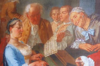 Detail of a painting by Gaspare Traversi, showing Scarlatti tutoring Princess Barbara of Portugal