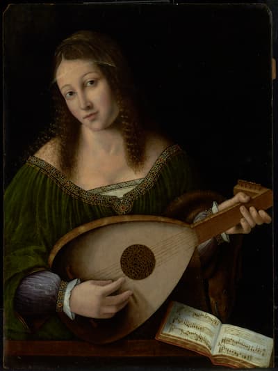 Bartolomeo Veneto and workshop: Lady Playing a Lute, ca. 1530 (J. Paul Getty Museum)