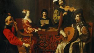 Baroque musicians performing chamber music