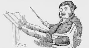 Charles Lyall: Drawing of Arthur Sullivan, lazily conducting