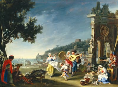 Filippo Falciatore: Tarantella at Mergellina, ca. 1750 (DIA)