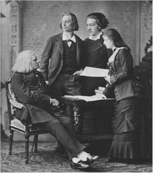 Liszt with Wagner, Carolyne von Sayn-Wittgenstein, Lina Ramann, Johanna Wenzel, and Lina Schmalhausen