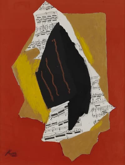 Robert Motherwell: Untitled (Red Collage with Music and Crayon Lines), 1990 (PAFA)