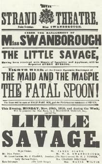 Playbill for a 29 November 1858 production of The Maid and The Magpie....