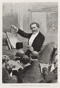 Giuseppe Verdi conducting his opera Aida in 1881